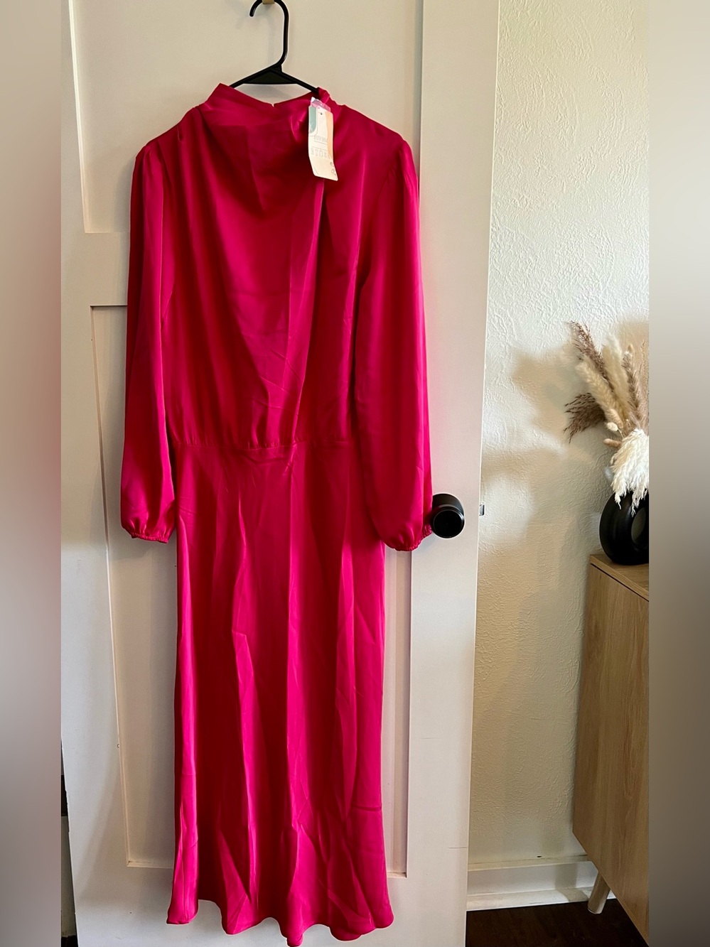BTFBM Mock Neck Satin Fall Maxi Dress